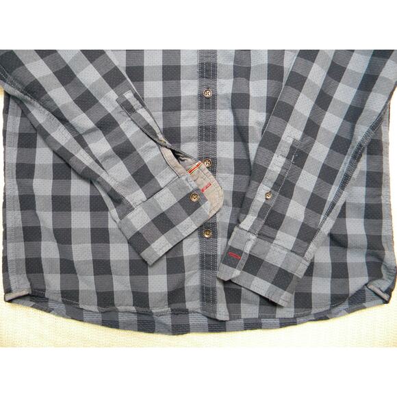 Flag & Anthem Men's Blue Checkered Button Up Long Sleeve Shirt 100% Cotton Large - Picture 3 of 5